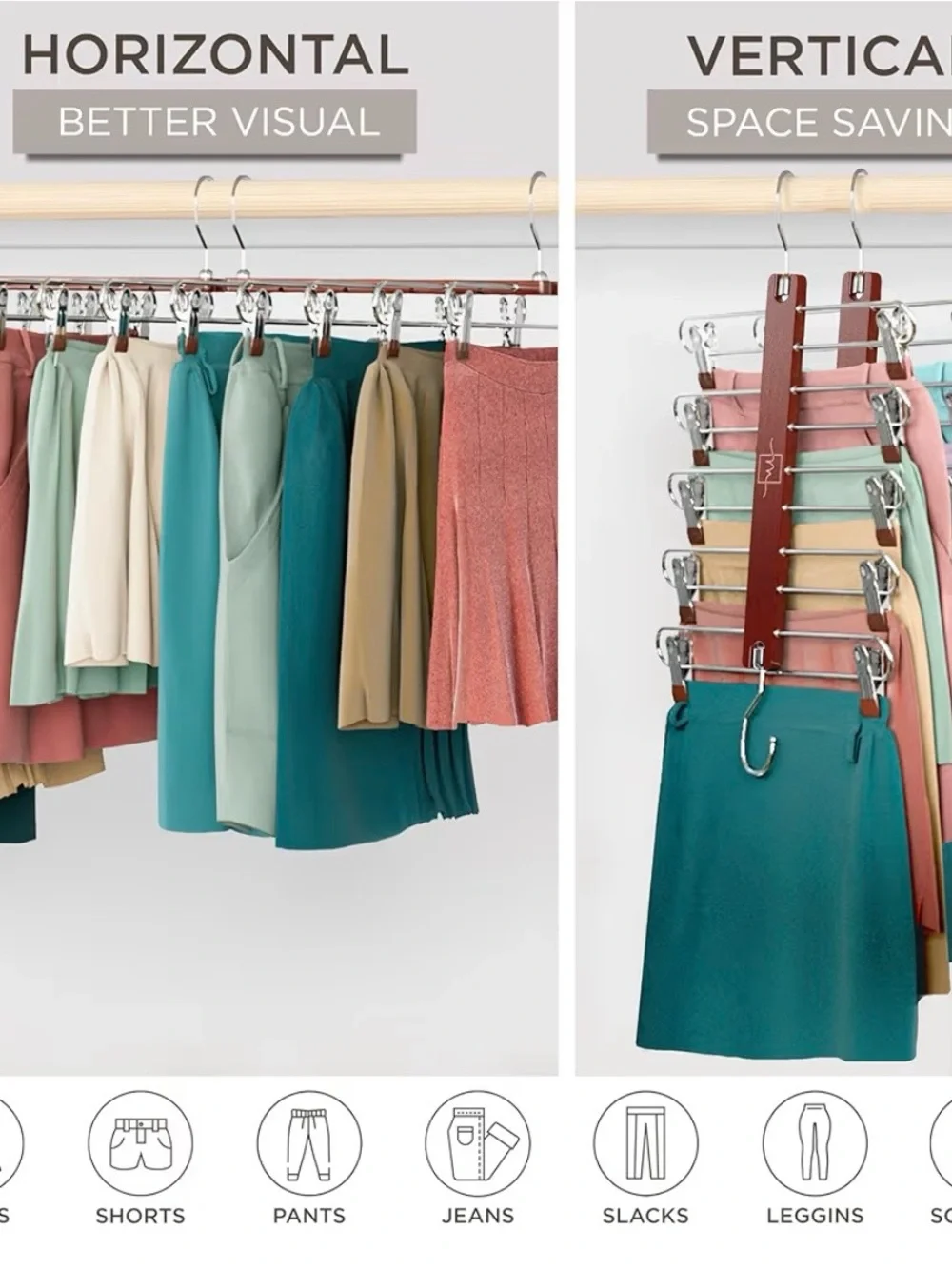 Moralve brown Space-Saving Multilayer Skirt Hanger